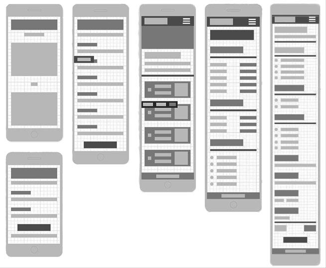 Wireframes of website.